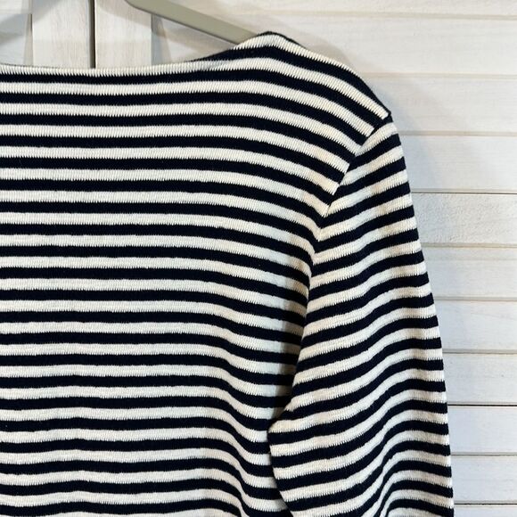 J Jill Top Size Large Cotton Nautical Striped Blue White - Picture 12 of 15